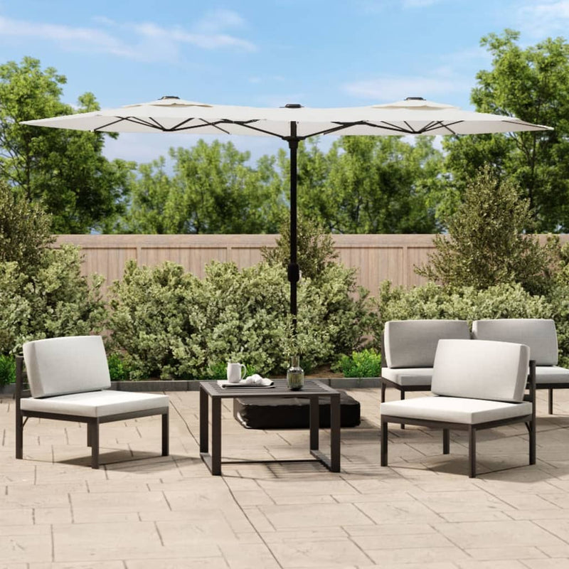 vidaXL Double-Head Garden Parasol Sand White 316x145 cm