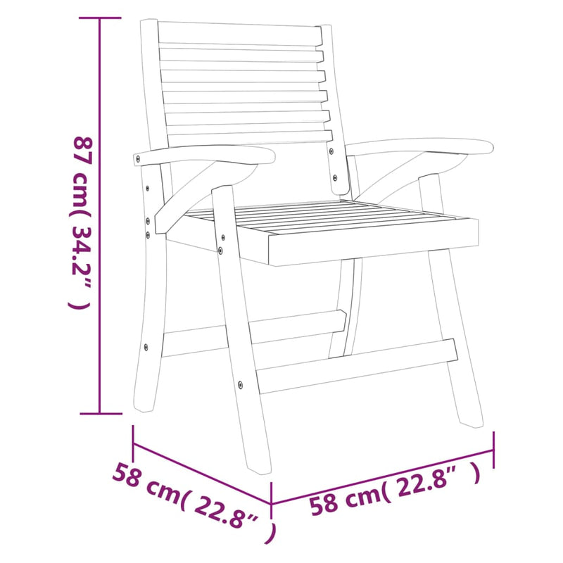 vidaXL Garden Chairs 3 pcs 58x58x87 cm Solid Wood Acacia