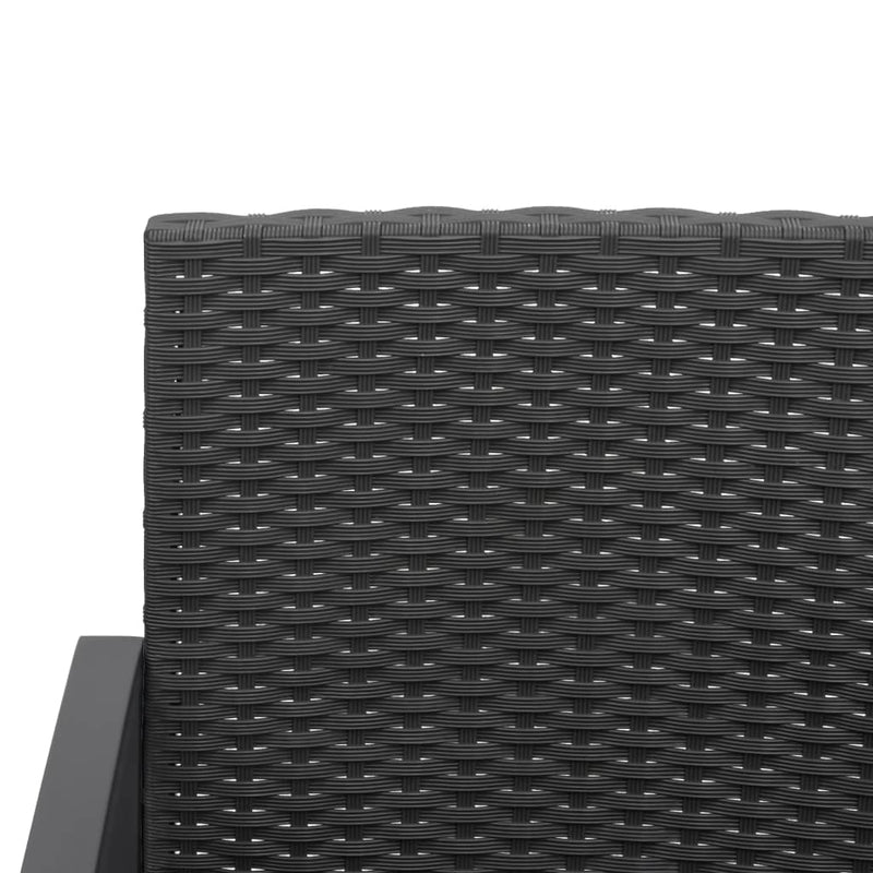 vidaXL 3-Seater Garden Bench with Cushions Black PP Rattan