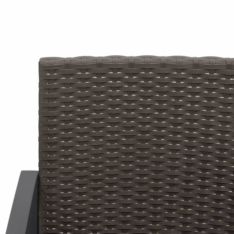 vidaXL 3-Seater Garden Bench with Cushions Brown PP Rattan