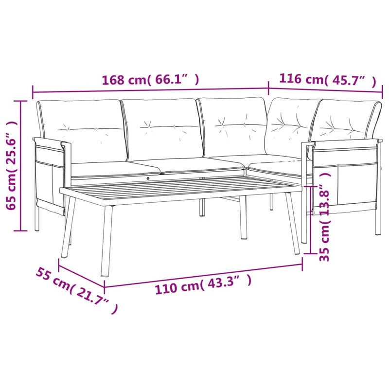 vidaXL 2 Piece Garden Lounge Set  Anthracite Steel