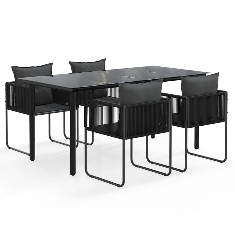 vidaXL 5 Piece Garden Dining Set Black