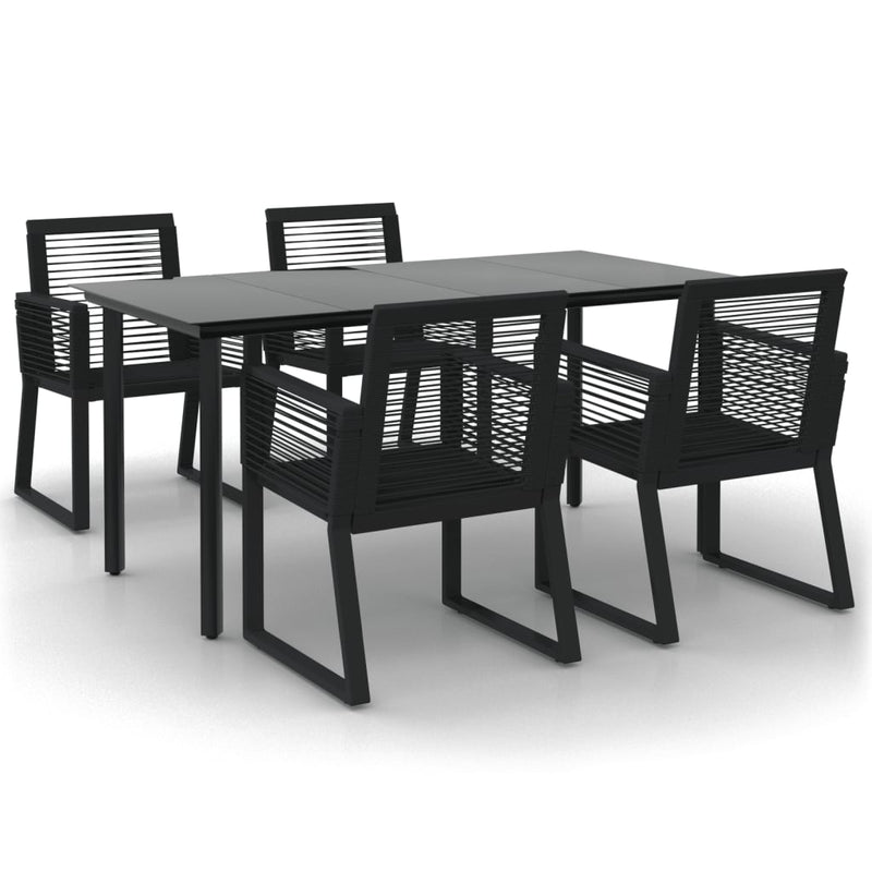 vidaXL 5 Piece Garden Dining Set Black PVC Rattan
