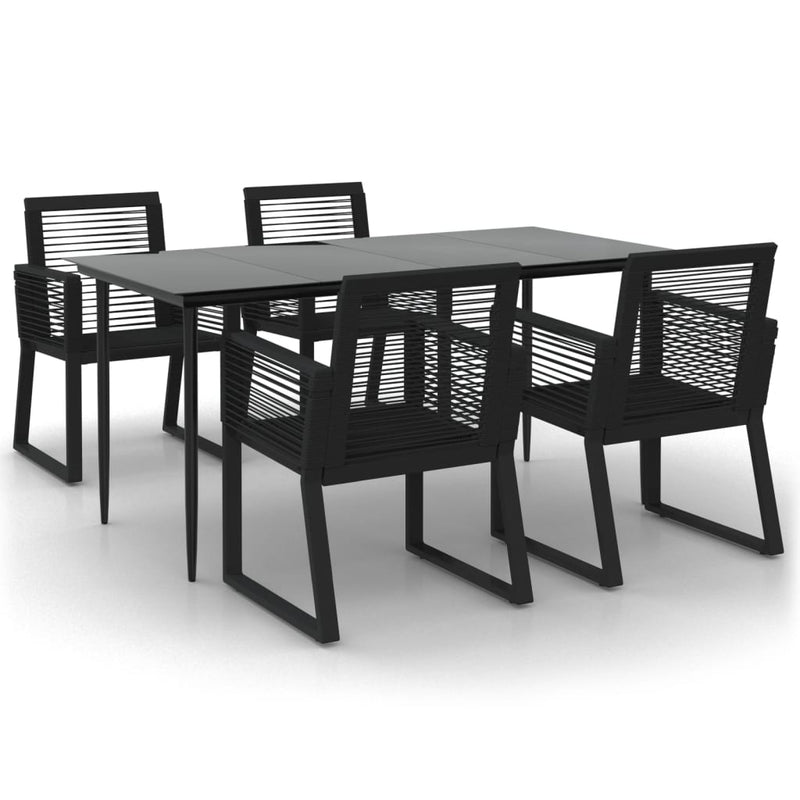 vidaXL 5 Piece Garden Dining Set Black PVC Rattan