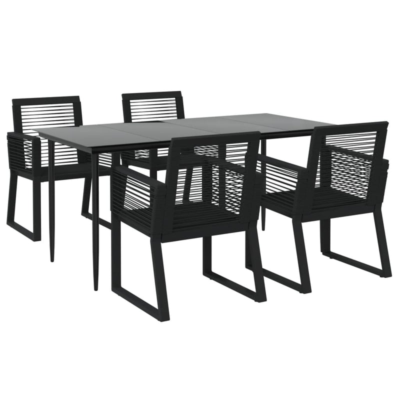 vidaXL 5 Piece Garden Dining Set Black PVC Rattan