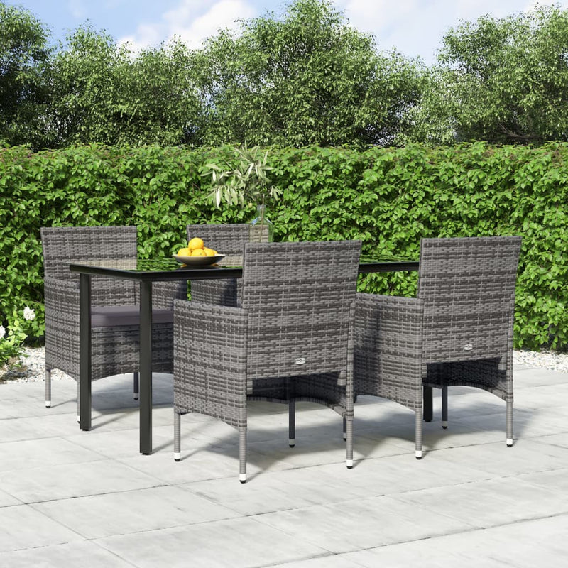 vidaXL 5 Piece Garden Dining Set with Cushions Grey and Black