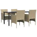 vidaXL 5 Piece Garden Dining Set with Cushions Beige and Black