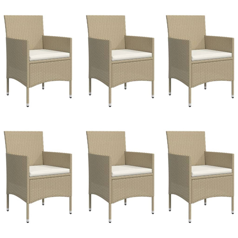 vidaXL 7 Piece Garden Dining Set with Cushions Beige and Black