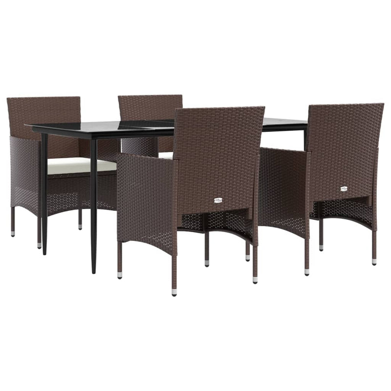 vidaXL 5 Piece Garden Dining Set with Cushions Brown and Black