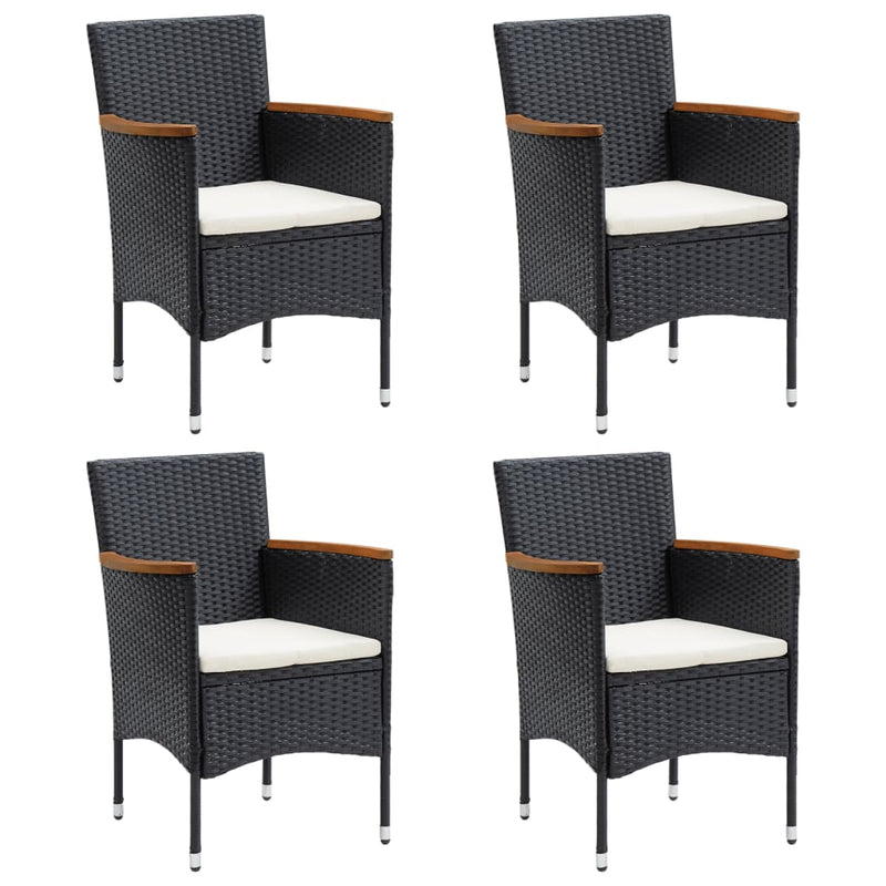 vidaXL 5 Piece Garden Dining Set with Cushions Black