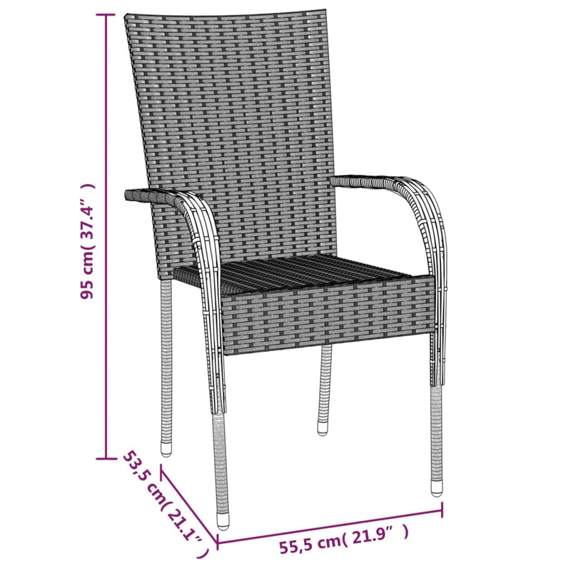 vidaXL 7 Piece Garden Dining Set Brown Poly Rattan