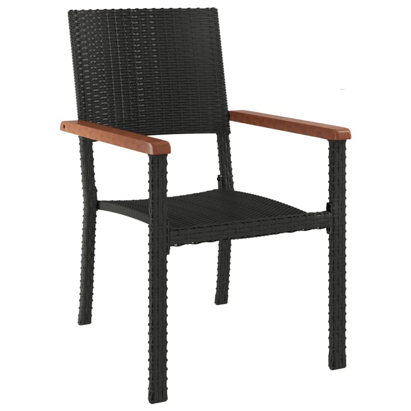 vidaXL 5 Piece Garden Dining Set Black Poly Rattan