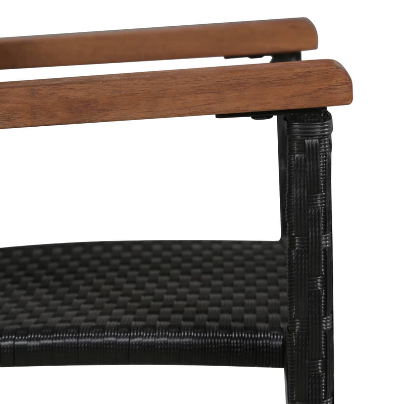 vidaXL 7 Piece Garden Dining Set Black Poly Rattan