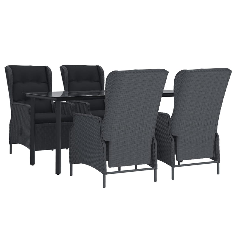 vidaXL 5 Piece Garden Dining Set Dark Grey Poly Rattan