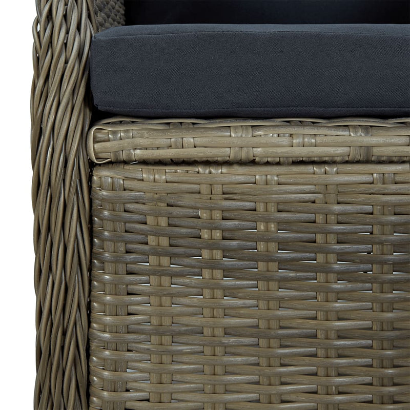 vidaXL 5 Piece Garden Dining Set Brown Poly Rattan
