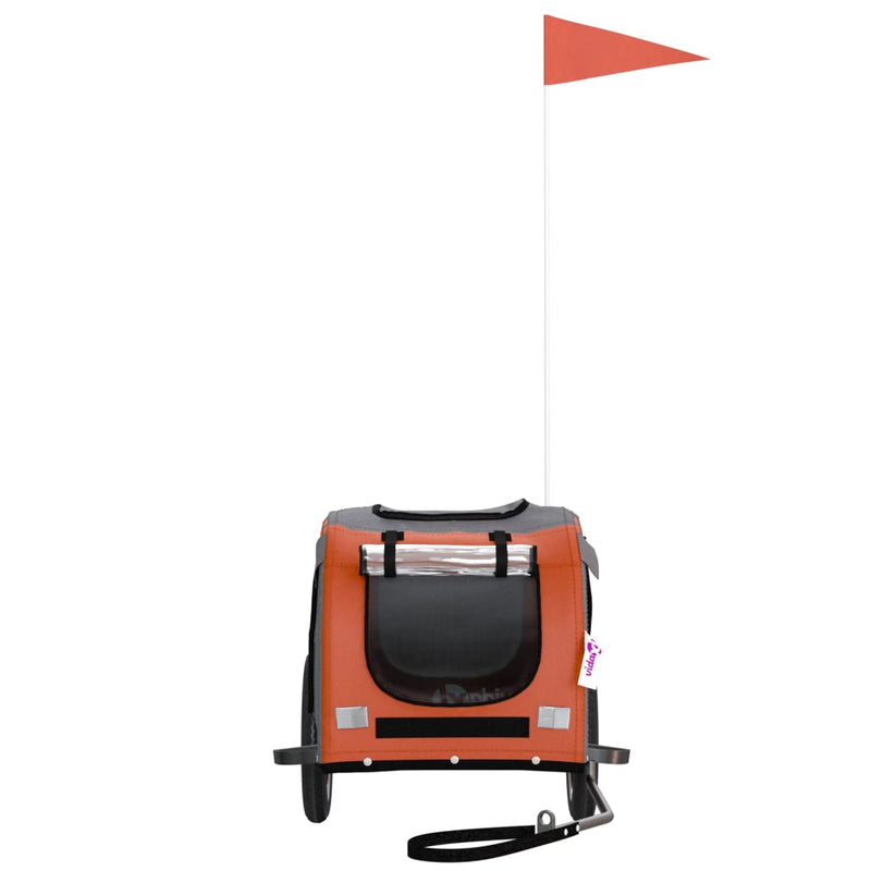vidaXL Pet Bike Trailer Orange and Grey Oxford Fabric and Iron