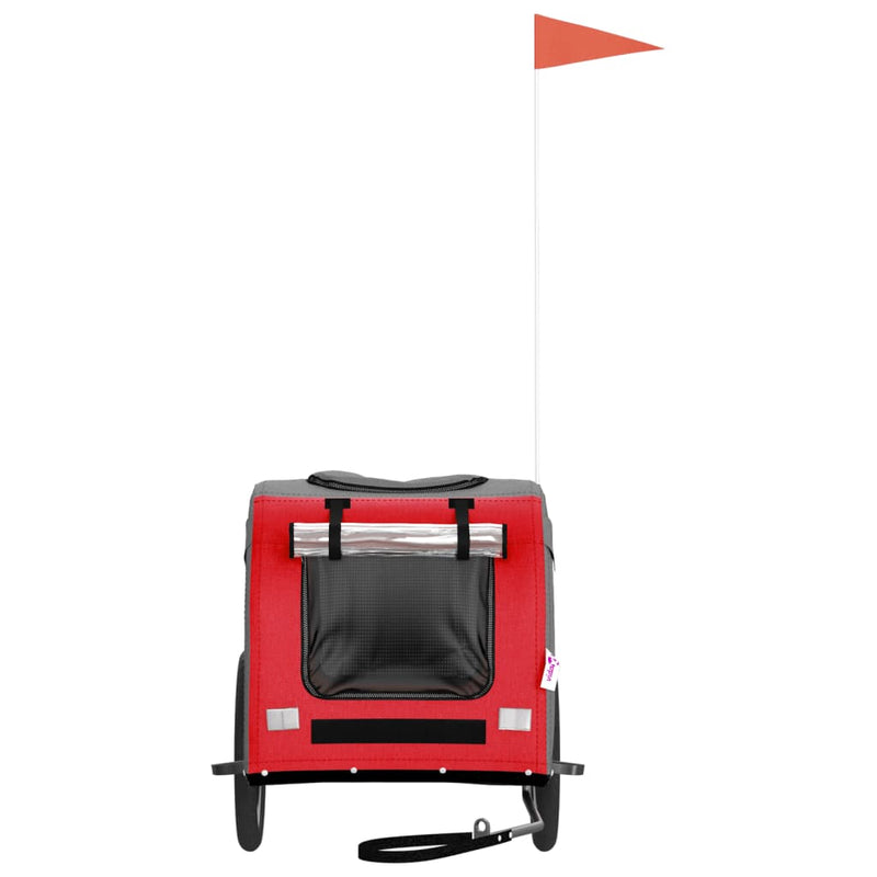 vidaXL Pet Bike Trailer Red and Grey Oxford Fabric and Iron
