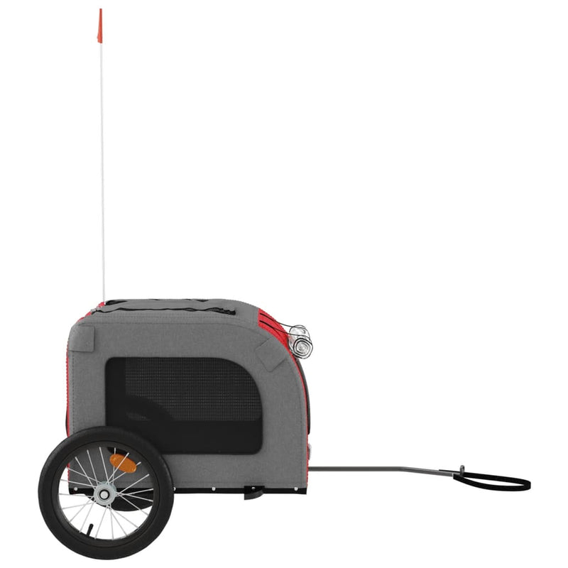 vidaXL Pet Bike Trailer Red and Grey Oxford Fabric and Iron