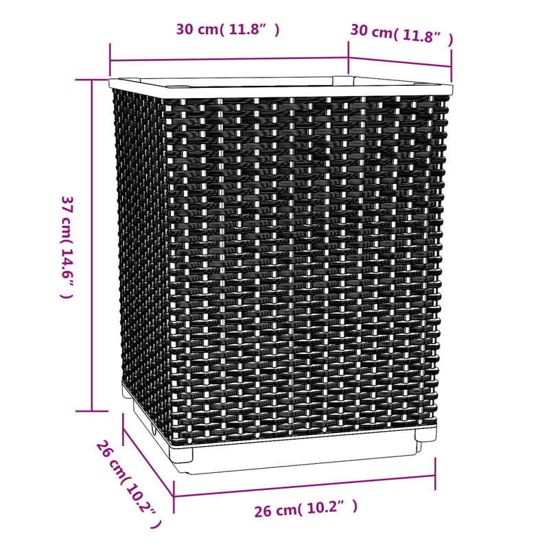 vidaXL Planters 2 pcs Black 30x30x37 cm Polypropylene