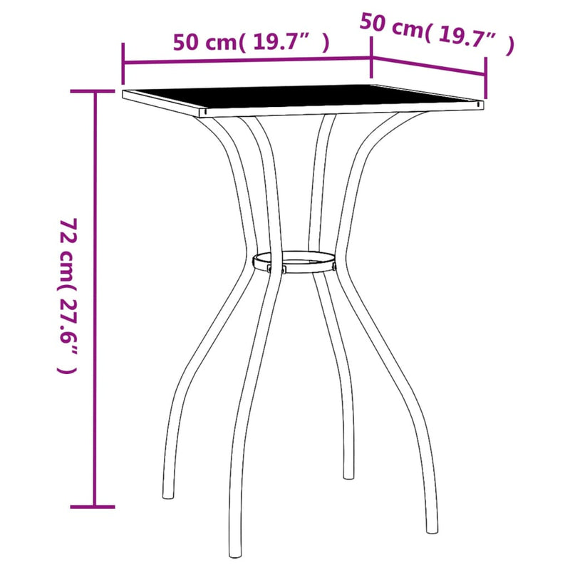 vidaXL Garden Table Anthracite 50x50x72 cm Steel Mesh
