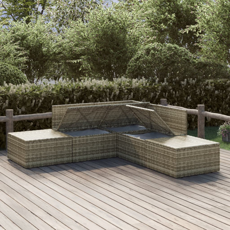vidaXL 5 Piece Garden Lounge Set with Cushions Grey Poly Rattan