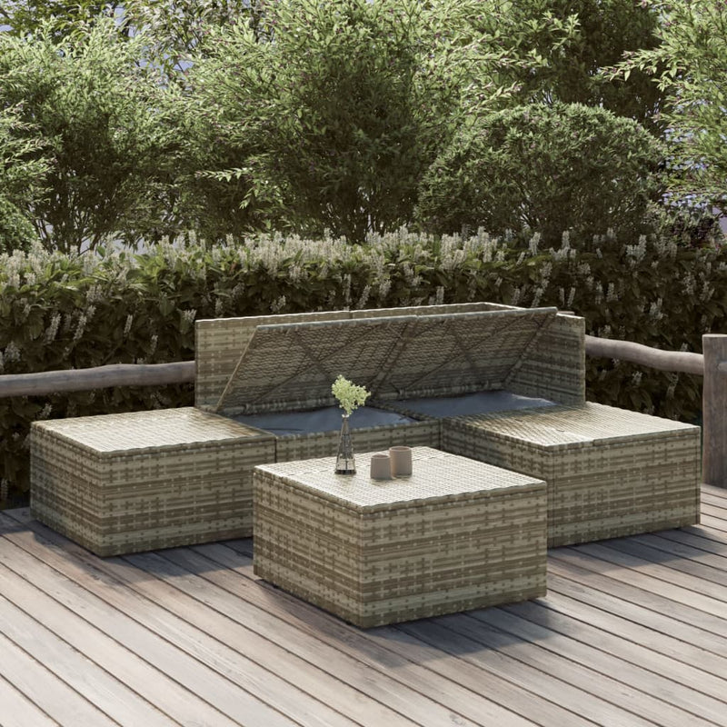 vidaXL 5 Piece Garden Lounge Set with Cushions Grey Poly Rattan