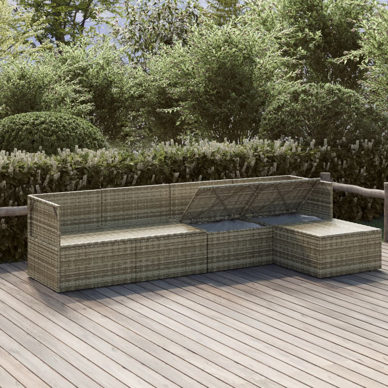vidaXL 5 Piece Garden Lounge Set with Cushions Grey Poly Rattan
