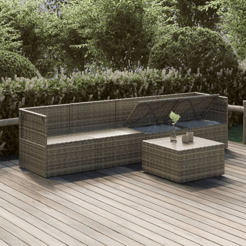 vidaXL 5 Piece Garden Lounge Set with Cushions Grey Poly Rattan