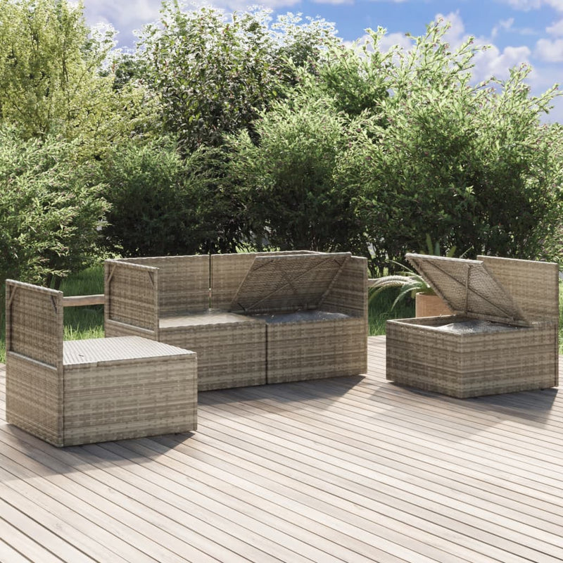 vidaXL 4 Piece Garden Lounge Set with Cushions Grey Poly Rattan