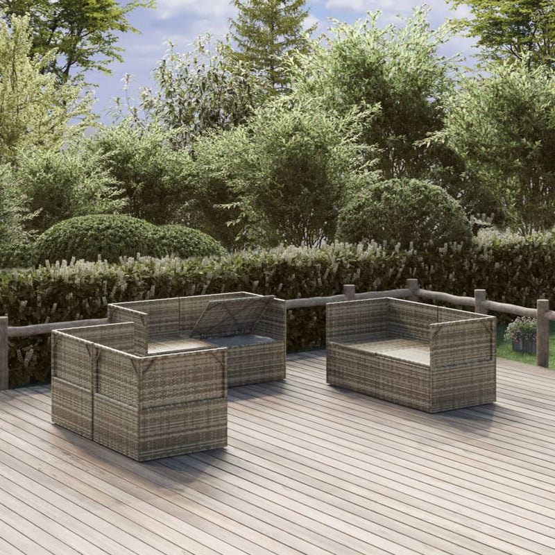 vidaXL Garden Corner Sofas 6 pcs Grey 57x57x56 cm Poly Rattan