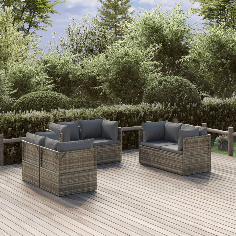 vidaXL Garden Corner Sofas 6 pcs Grey 57x57x56 cm Poly Rattan