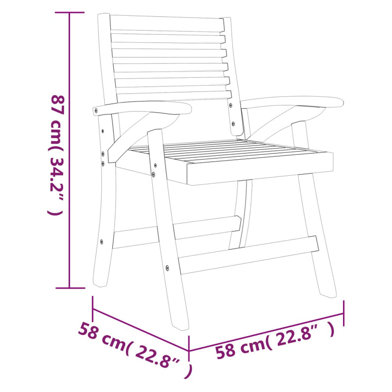 vidaXL Garden Chairs 8 pcs 58x58x87 cm Solid Wood Acacia