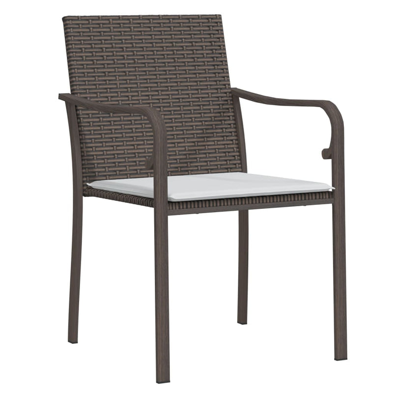 vidaXL Garden Chairs with Cushions 2 pcs Brown 56x59x84 cm Poly Rattan