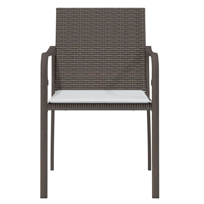 vidaXL Garden Chairs with Cushions 2 pcs Brown 56x59x84 cm Poly Rattan