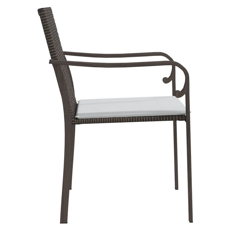 vidaXL Garden Chairs with Cushions 2 pcs Brown 56x59x84 cm Poly Rattan