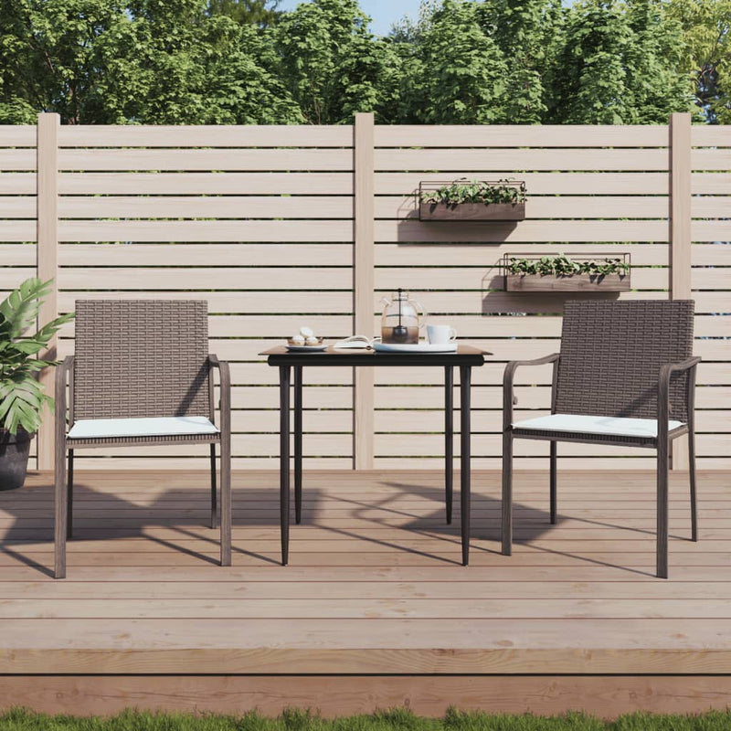 vidaXL Garden Chairs with Cushions 2 pcs Brown 56x59x84 cm Poly Rattan