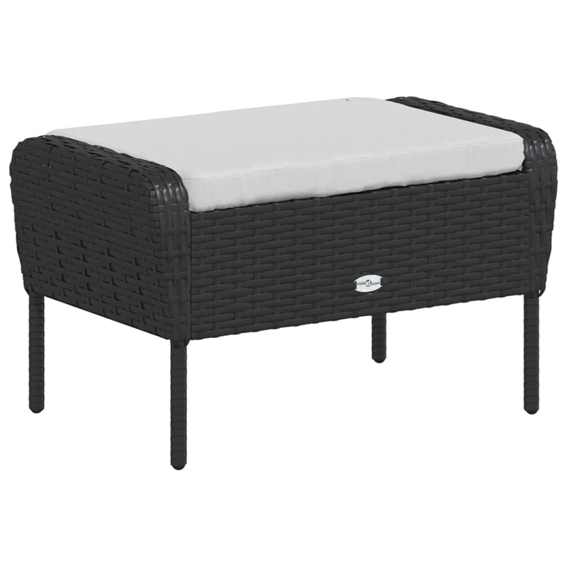 vidaXL Garden Chair with Footstool Black Poly Rattan