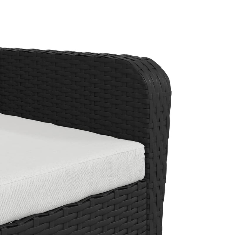 vidaXL Garden Chair with Footstool Black Poly Rattan
