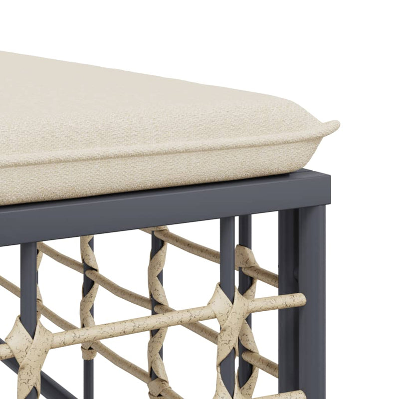 vidaXL Garden Corner Sofa with Beige Cushions Poly Rattan