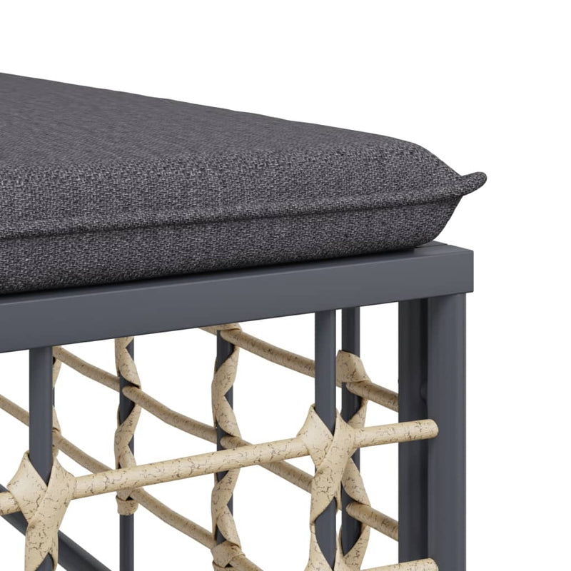 vidaXL Garden Middle Sofa with Dark Grey Cushions Poly Rattan