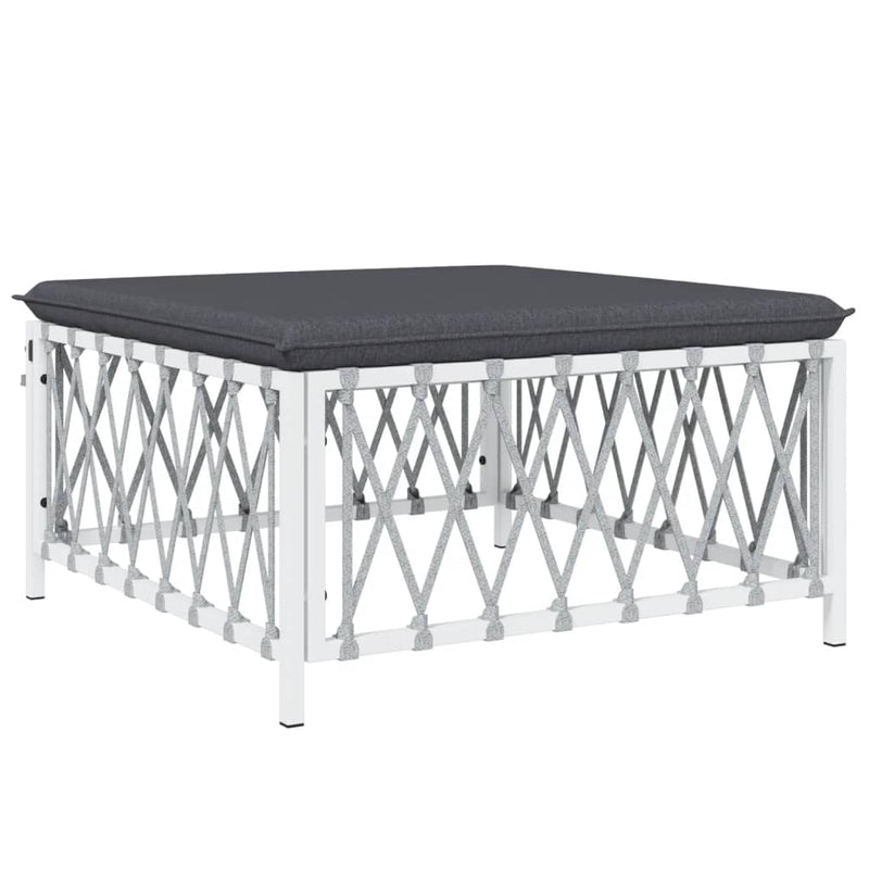 vidaXL Garden Footstool with Cushion White Woven Fabric