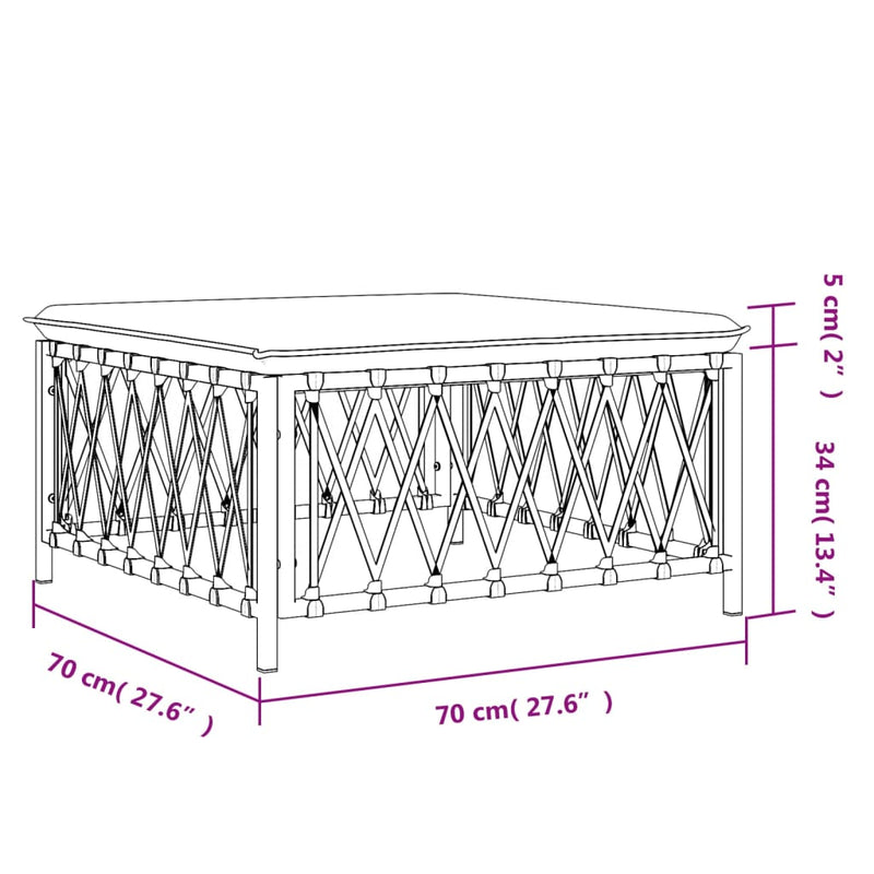 vidaXL Garden Footstool with Cushion White Woven Fabric