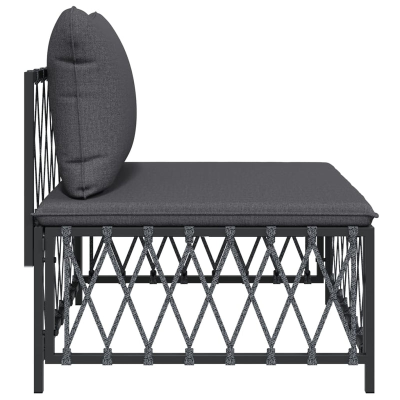 vidaXL Garden Middle Sofa with Cushions Anthracite Woven Fabric