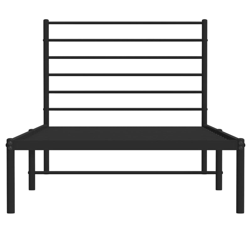 vidaXL Metal Bed Frame without Mattress with Headboard Black 107x203 cm King Single