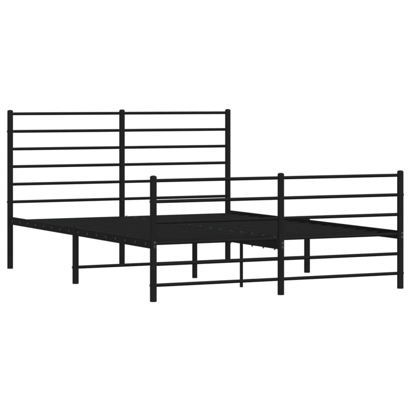 vidaXL Metal Bed Frame without Mattress with Footboard Black 150x200 cm