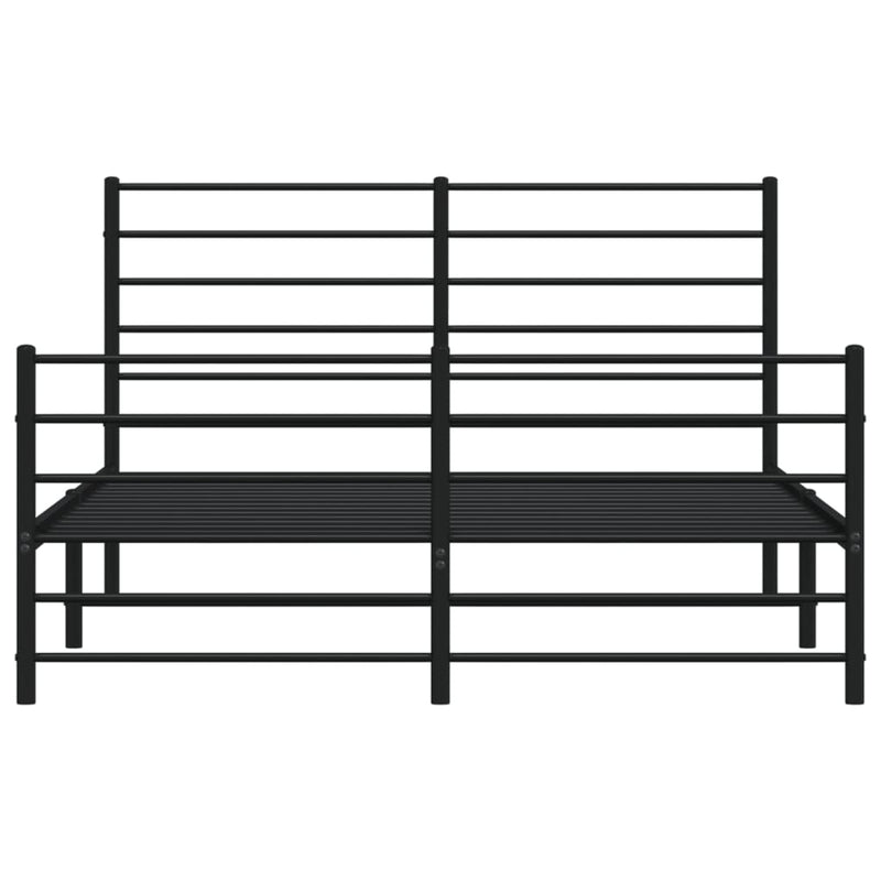 Metal Bed Frame with Headboard and Footboard Black 153x203 cm Queen