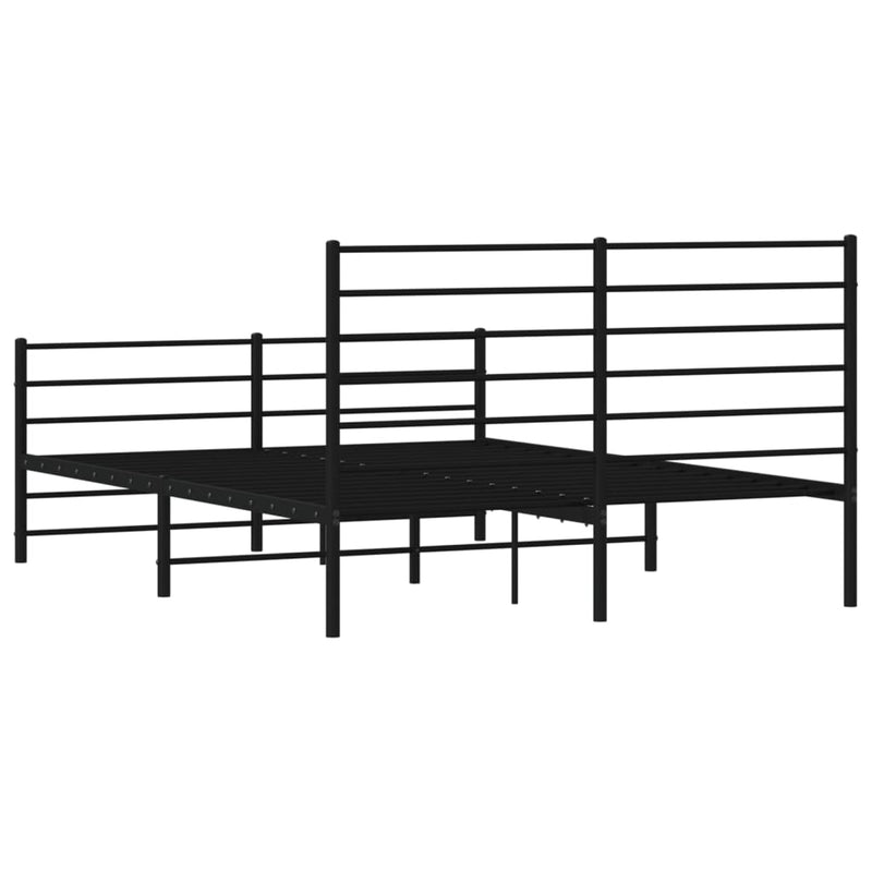 vidaXL Metal Bed Frame without Mattress with Footboard Black 150x200 cm