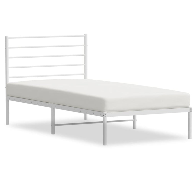 vidaXL Metal Bed Frame without Mattress with Headboard White 107x203 cm King Single