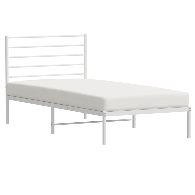 vidaXL Metal Bed Frame without Mattress with Headboard White 107x203 cm King Single