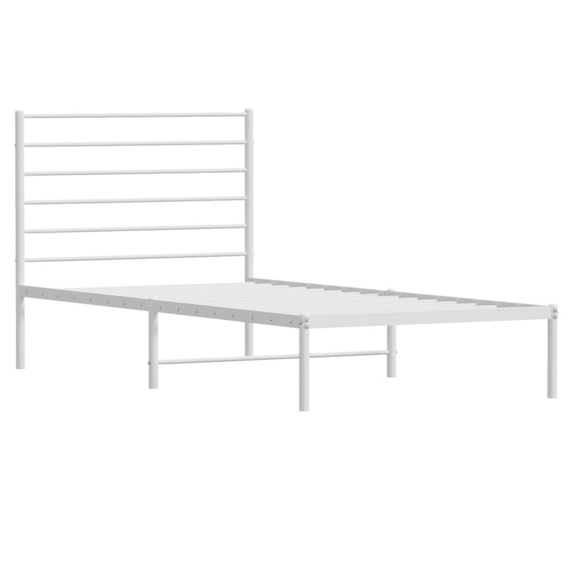 vidaXL Metal Bed Frame without Mattress with Headboard White 107x203 cm King Single
